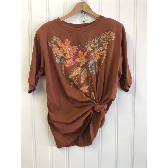 Bobbie Brooks Vintage Fall Embellished Tshirt Xl Made In USA - Picture 7 of 9